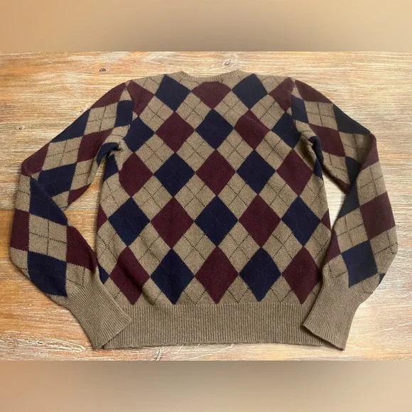 MENS POLO RALPH LAUREN ARGYLE 100% LAMBSWOOL SWEATER, MEDIUM